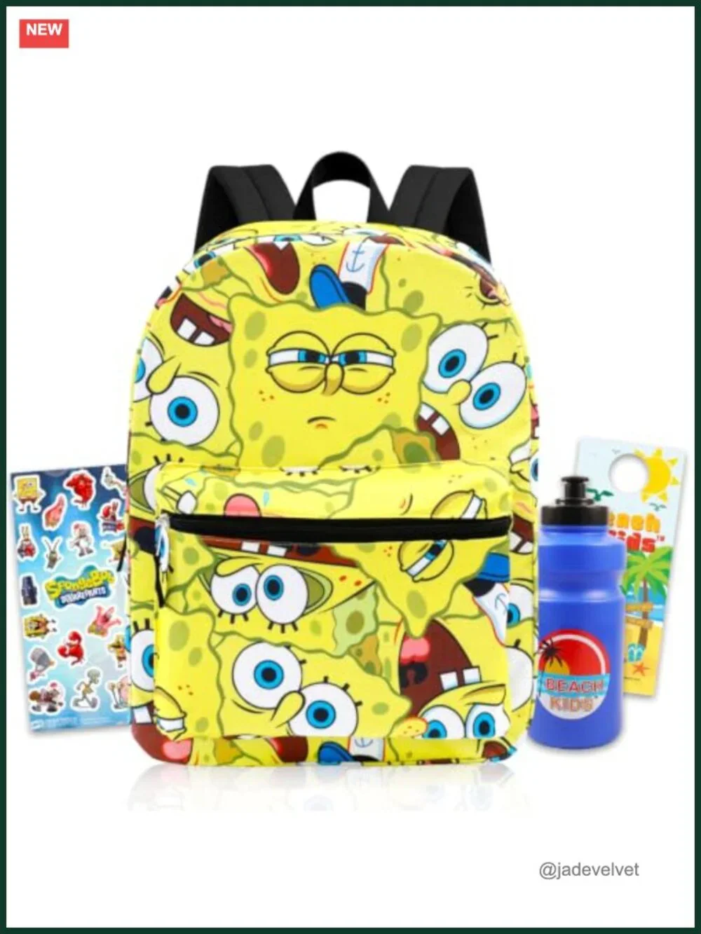 Spongebob Kids Backpack Set with Water Bottle Stickers